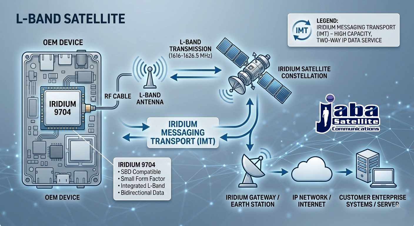 JabaSat Telemetría con Iridium Messaging Transport (IMT) e Iridium 9704